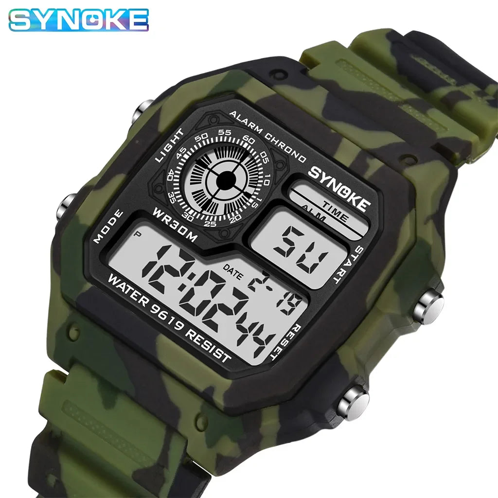 Outdoor Military Mens Digital Watch Sports Waterproof Multifunctional Luminous