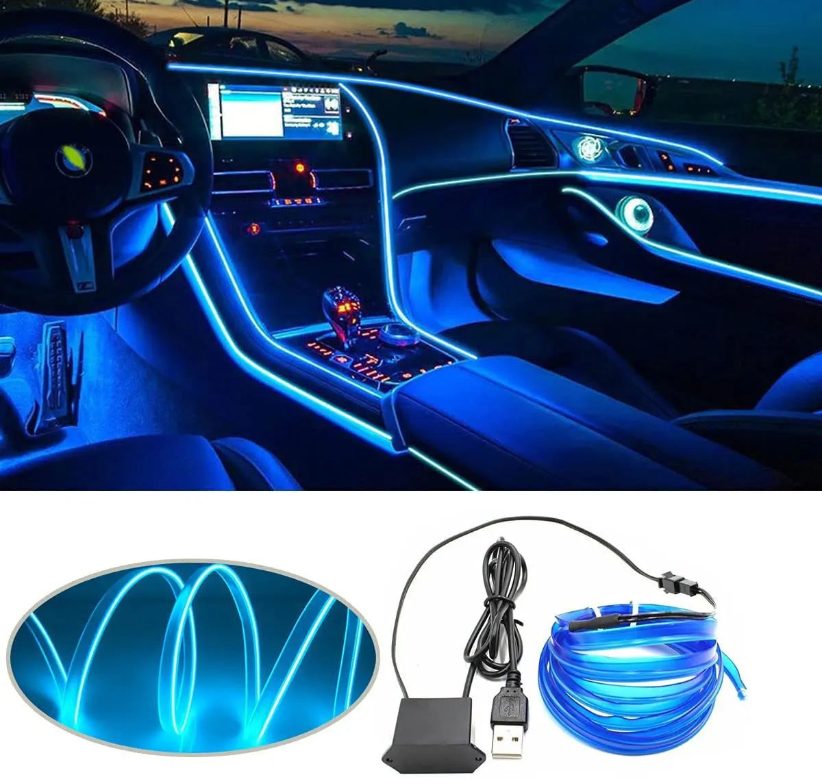 LED Car Interior Decoration Light EL Wiring Neon Strip