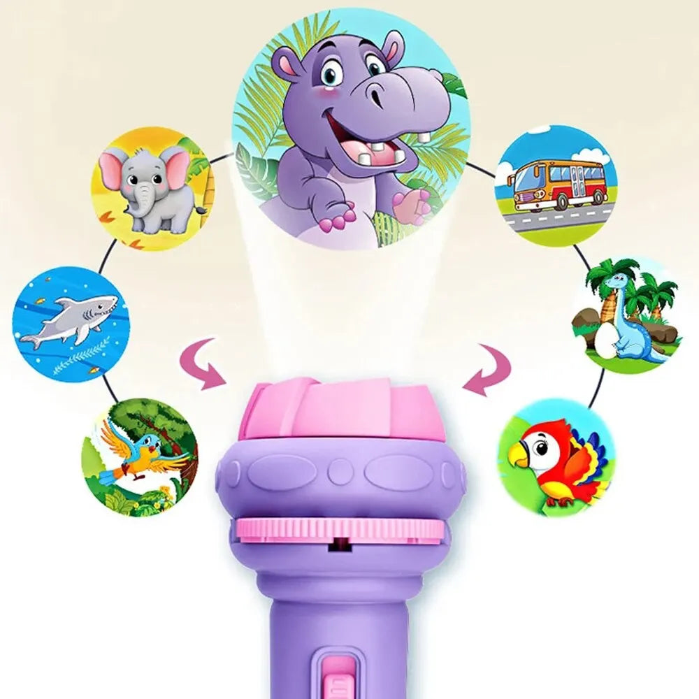 10 Cards Cartoon Projection Flashlight 80 Patterns Flashlight Toy