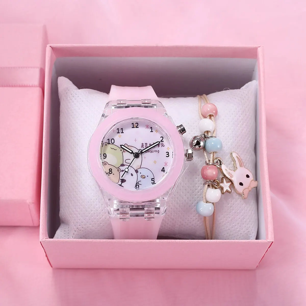 Girls Kids Children Luminous Student Colorful LED Light Quartz Watch