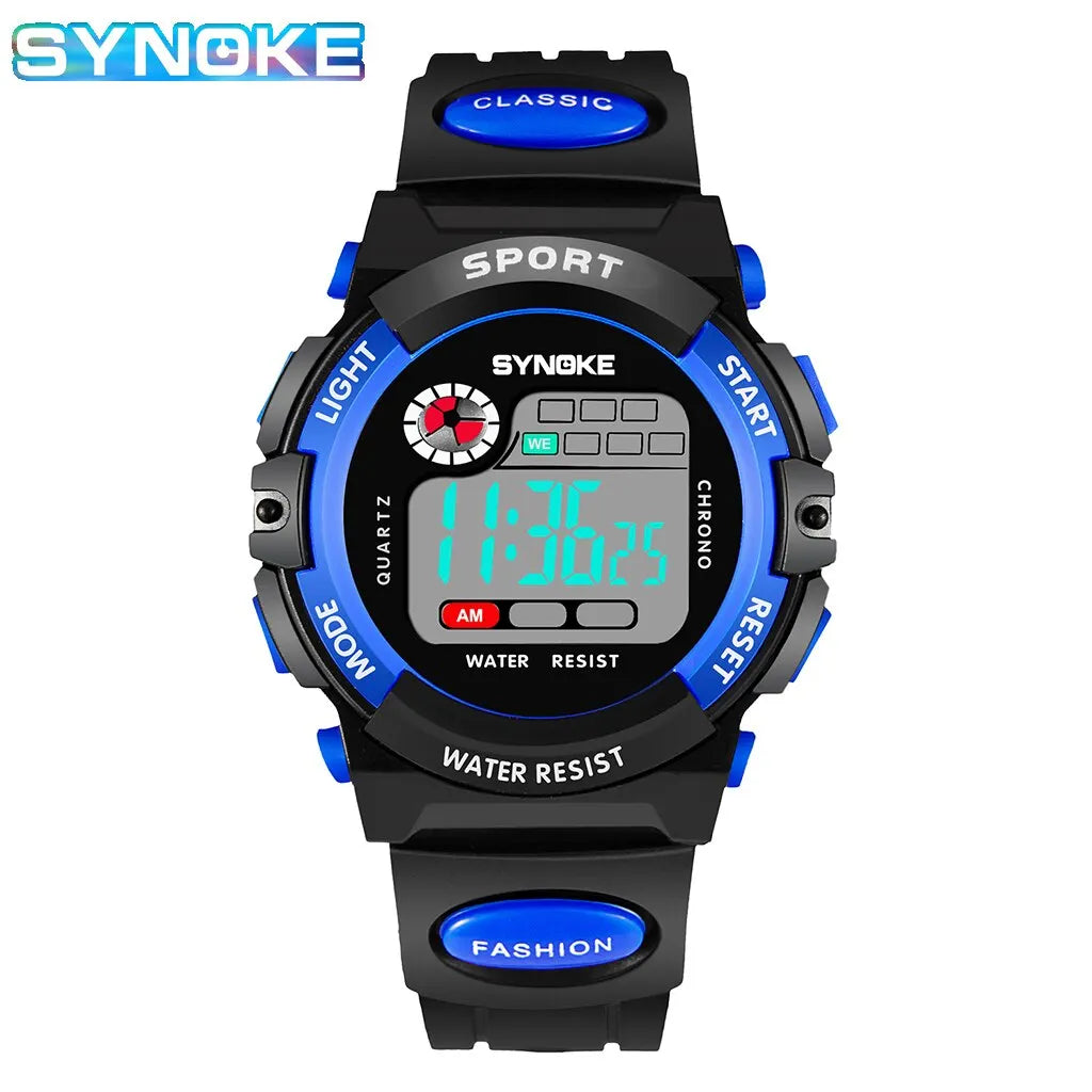 Kids Digital Watch Waterproof Shock Resist Multifunctional Luminous