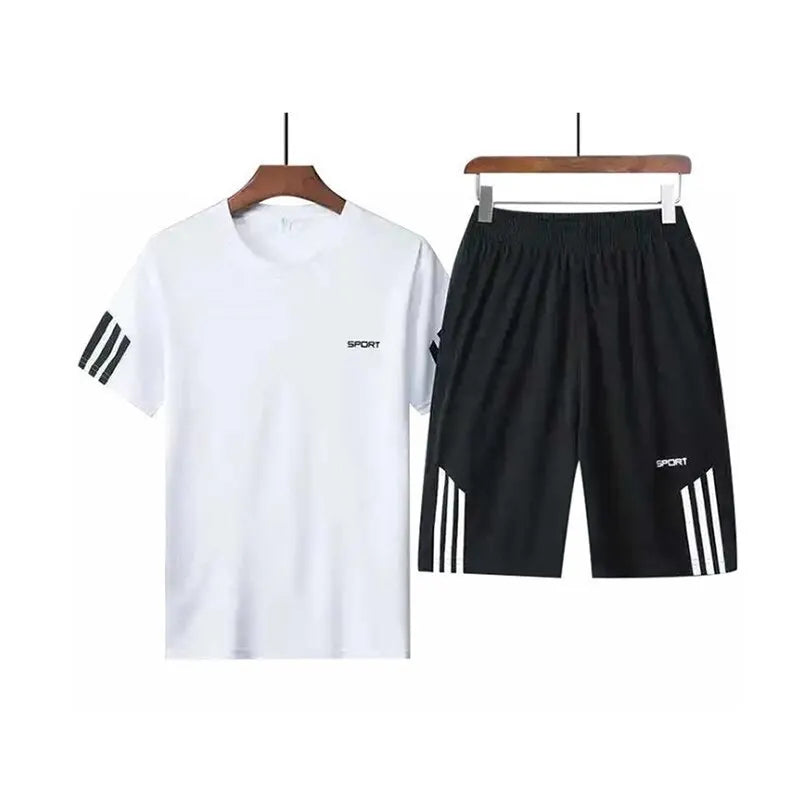 Summer Breathable Sports Mens Shorts Quick Drying T-Shirt Suit