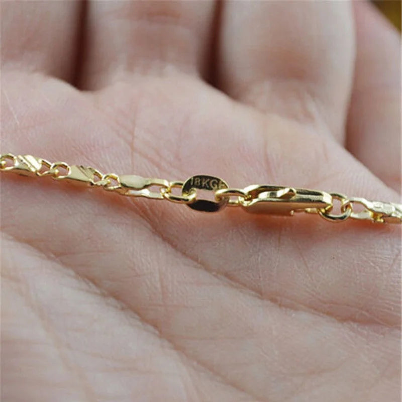 18K Gold Color Filled Necklace For Women Men Jewelry Chain