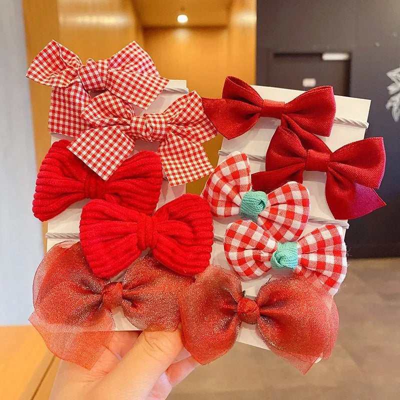 10pcs Big Bow Flower Elastic Hairbands Kids Girls Sweet Hair Ties