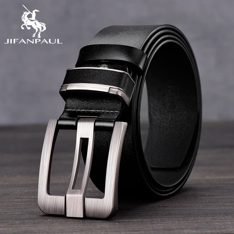 Leather Cowhide Mens Belt Fashion Metal Alloy Pin Buckle