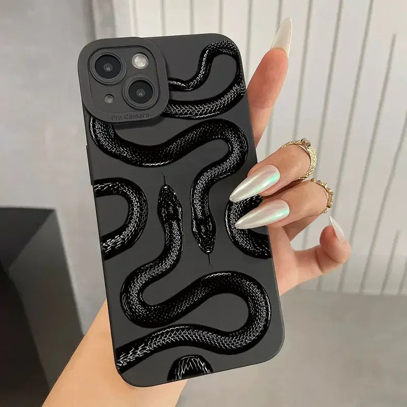 Snake Graphic Phone Case For iPhone 15 14 13 12 Pro Max Shockproof Matte