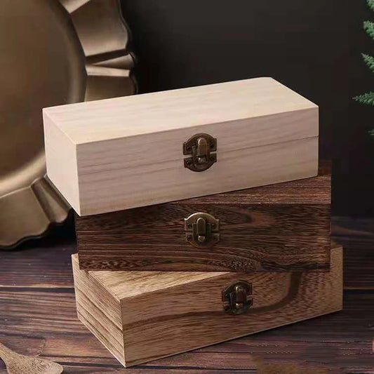 Rectangular Wooden Storage Box Retro Jewelry Boxes Desktop Organizer