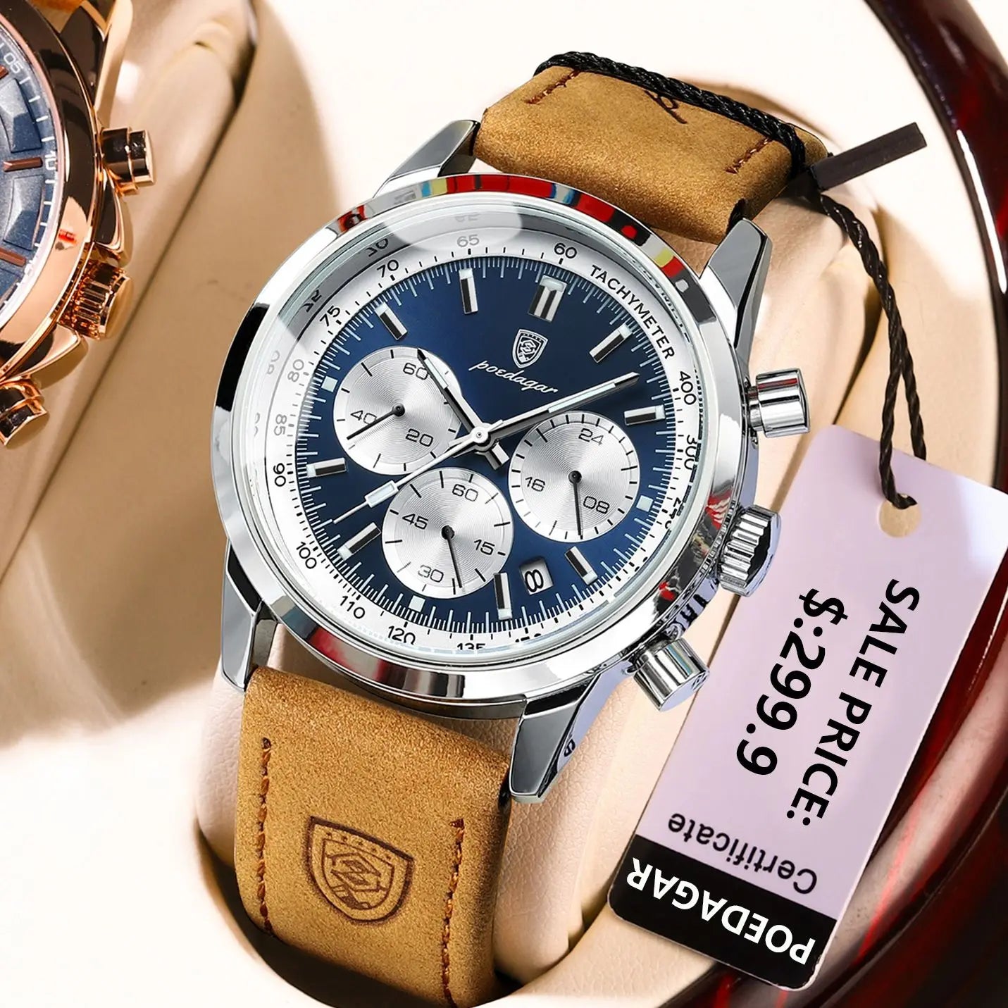 Mens Quartz Watch Waterproof Chronograph Luminous