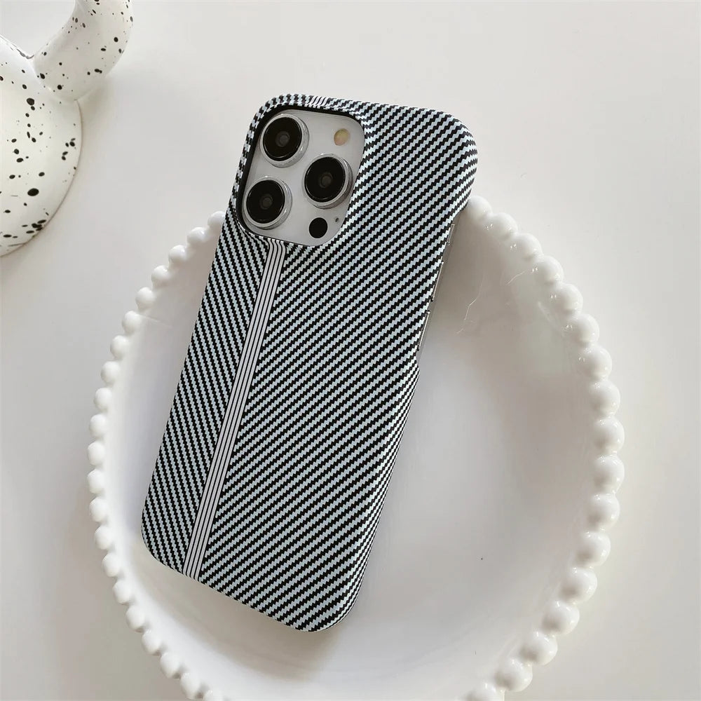 Luxury Carbon Fiber Pattern Cooling Case for iPhone 15 14 13 12 Pro Max