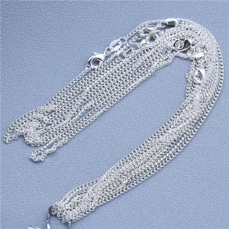 1pcs 925 Sterling Silver Rolo Bead Figaro Chain Necklace for Men Women