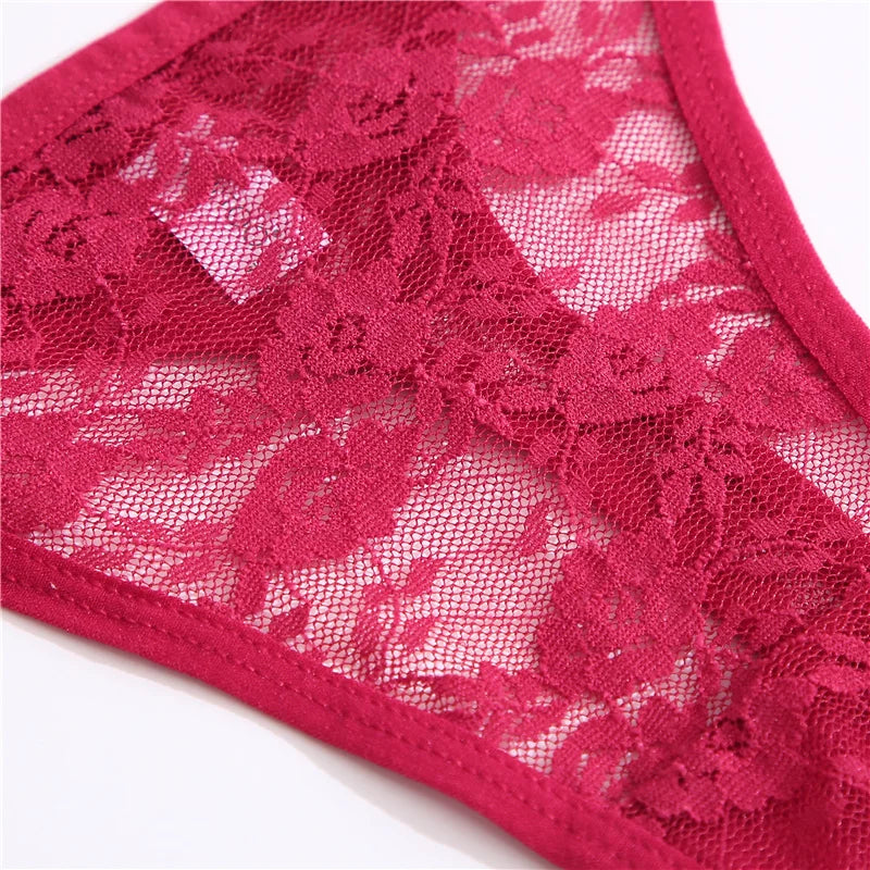 3pcs Lace Womens Panties Floral Sexy Underwear Thongs