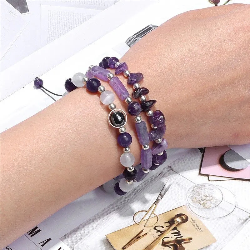 3pcs/Set Body Purifying Amethyst Unisex Bracelet