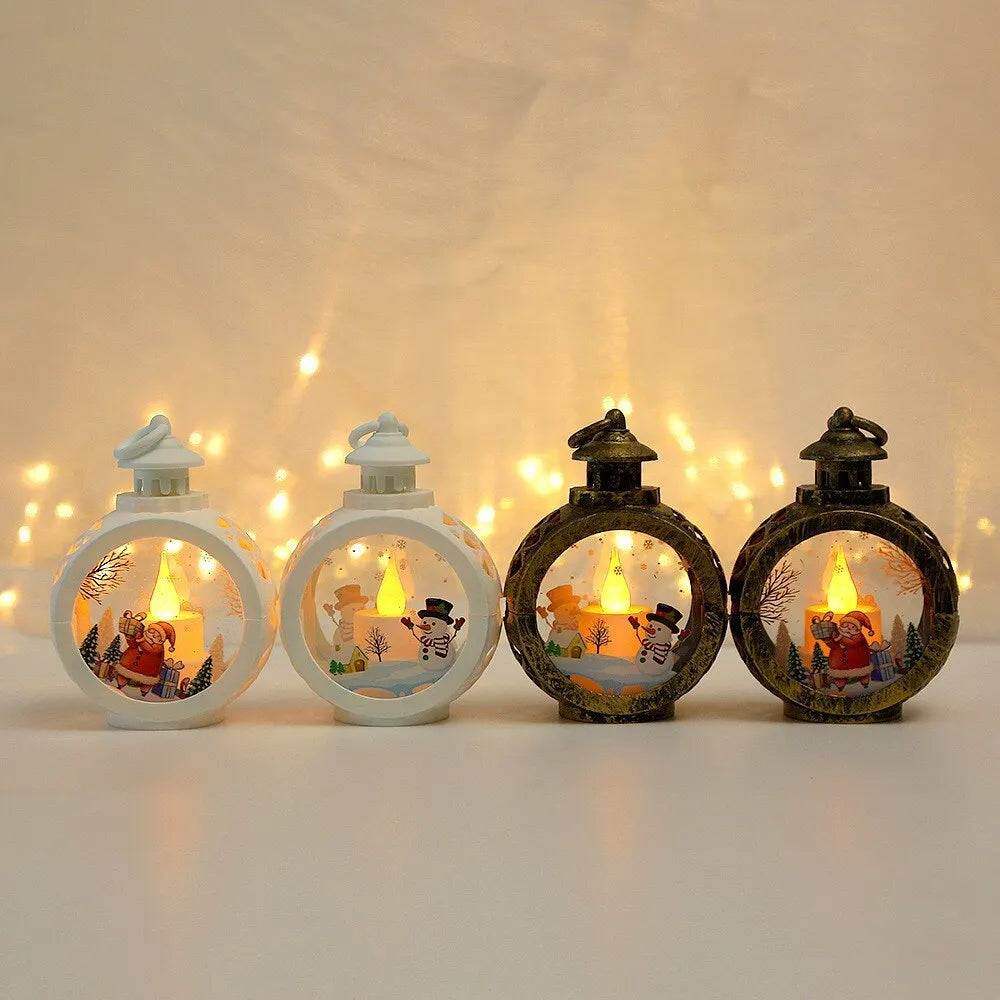 Santa Lantern Wind LED Lights Christmas Tree Pendants