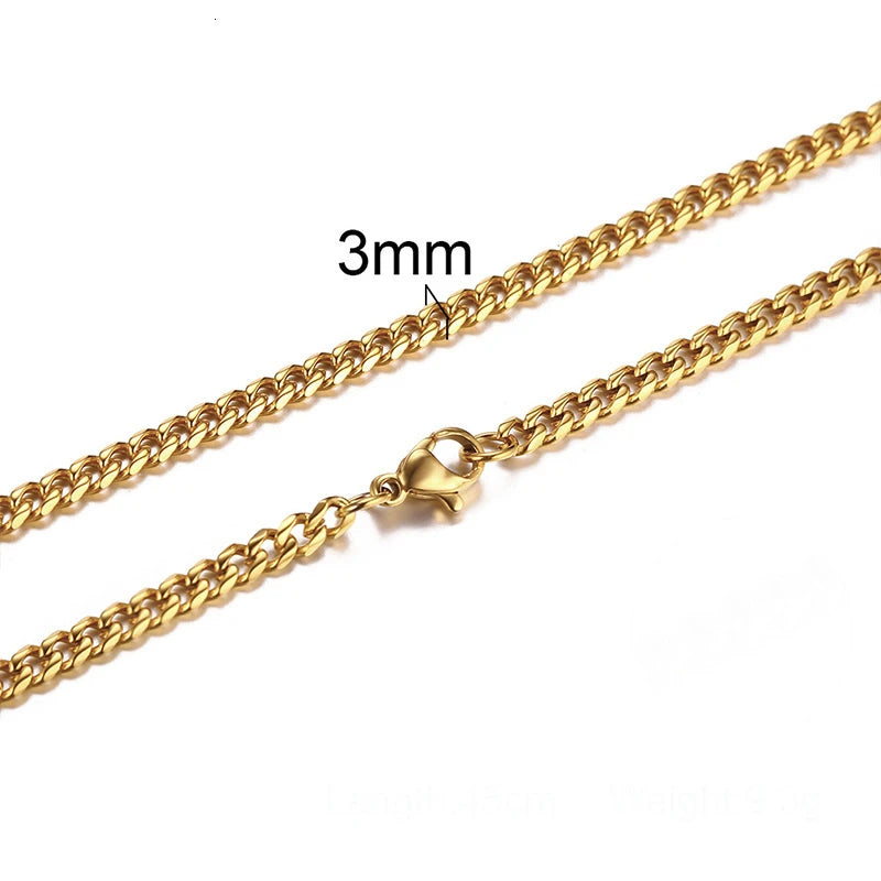 Cuban Link 3 to 7 mm Stainless Steel Necklace for Men Choker Jewelry