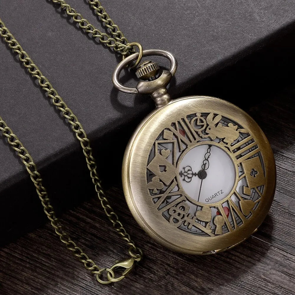 Bronze Quartz Retro Pocket Fob Watch Pendant Necklace Pocket Watch