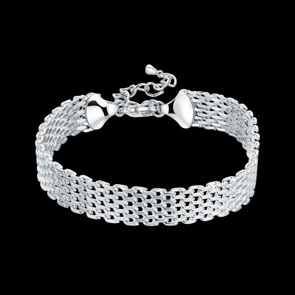 925 Sterling Silver Weaving Chain Bracelets for Women