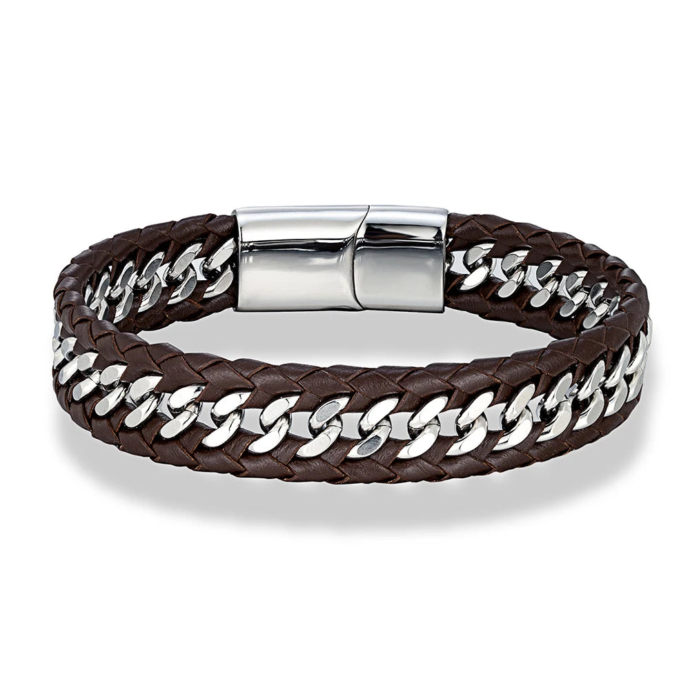 Punk Men Braided Woven Leather Bracelets for Friend Charm