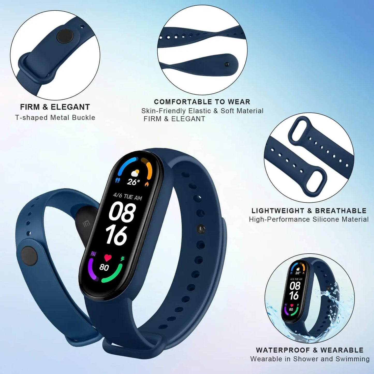 2Pcs Watchband For Xiaomi Mi Band Strap Silicone