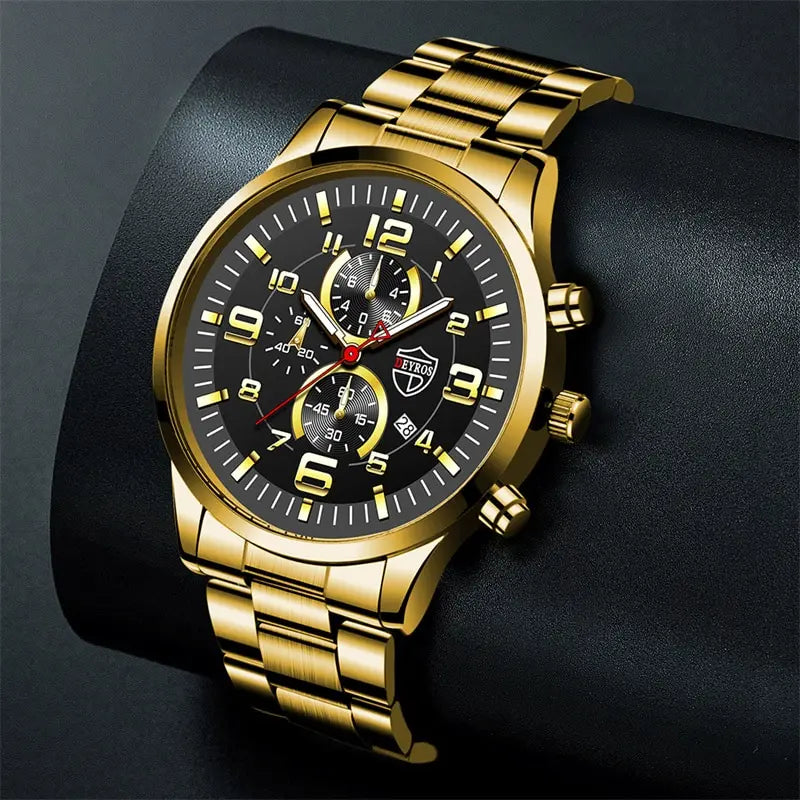 Mens Sports Stainless Steel Quartz Wrist Watch