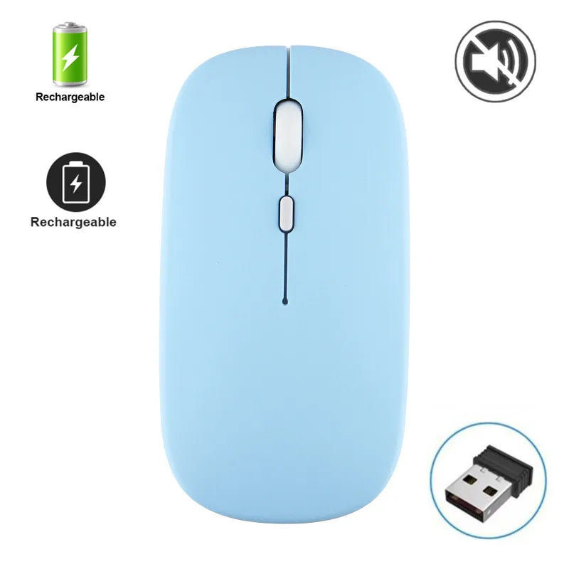 Silent Rechargeable Wireless Bluetooth Mouse 2.4Ghz USB Mice