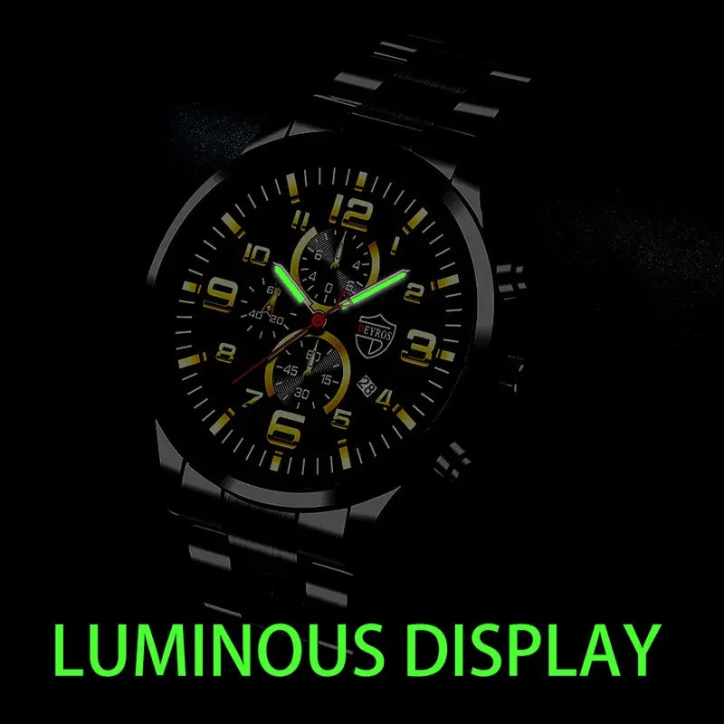 Mens Sports Stainless Steel Quartz Wrist Watch