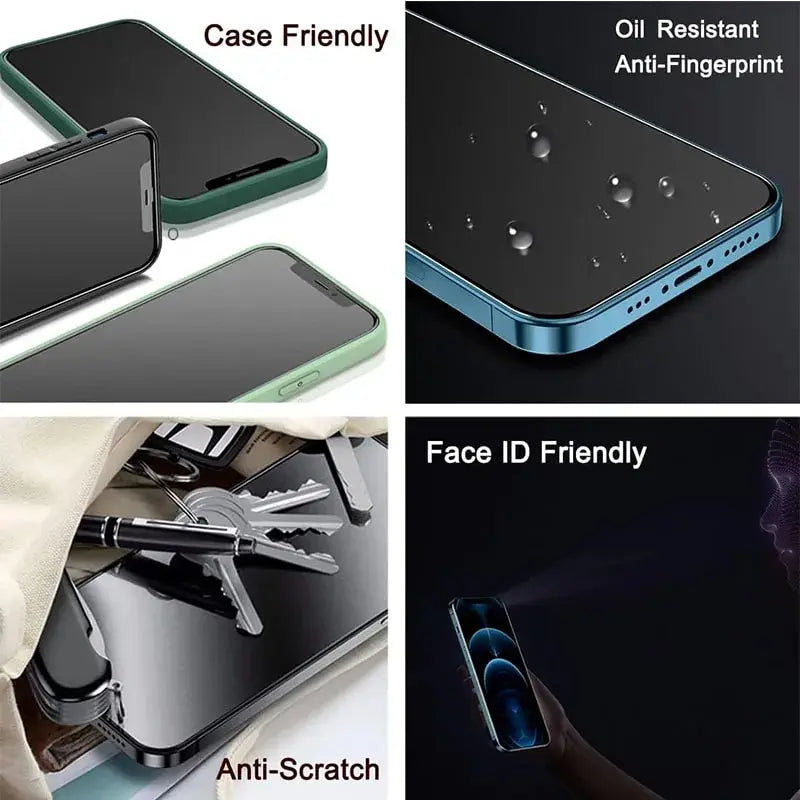 2pcs Anti Spy Tempered Glass 1pcs Phone Case For iPhone 15 14 13