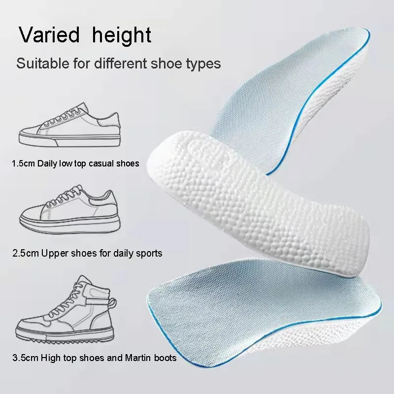 Arch Support Height Increase Insoles Light Weight Soft Elastic Lift