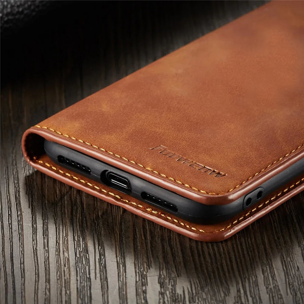 Thin Suede Leather Wallet Case for iPhone 11 12 13 14 15 Pro Max Mini