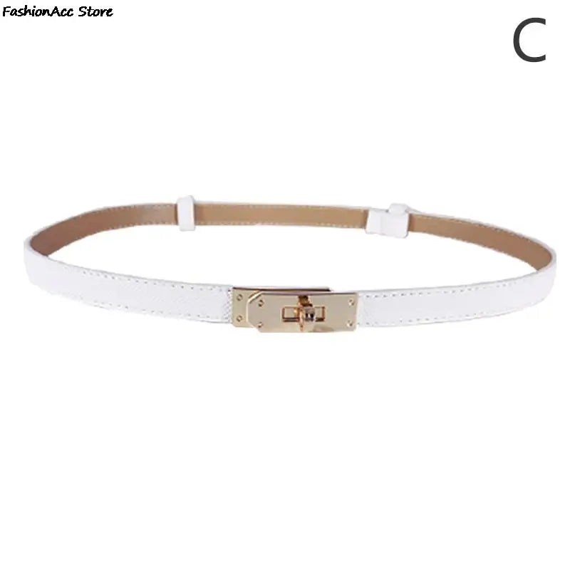 Luxe PU Thin Belt Adjustable Metal Buckle Fashion Accessory for Women