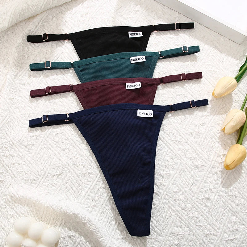 3pcs Cotton Thong Adjustable Low Waist Thongs Sexy Bikini Underwear