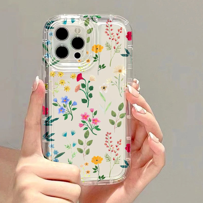 Flower Phone Case For iPhone 15 14 13 Pro Max Aesthetic Floral Cute Cover