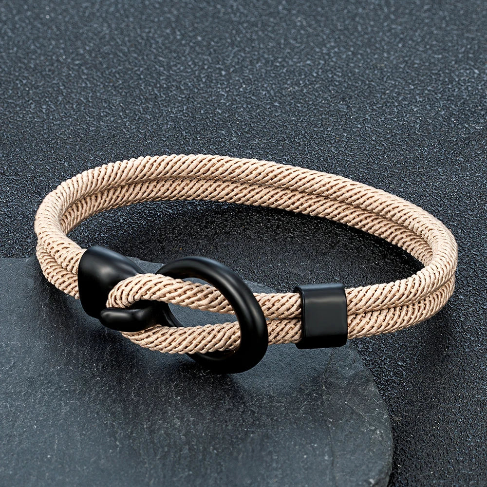 Braided Rope Bracelets Men Double Strand Nautical Survival