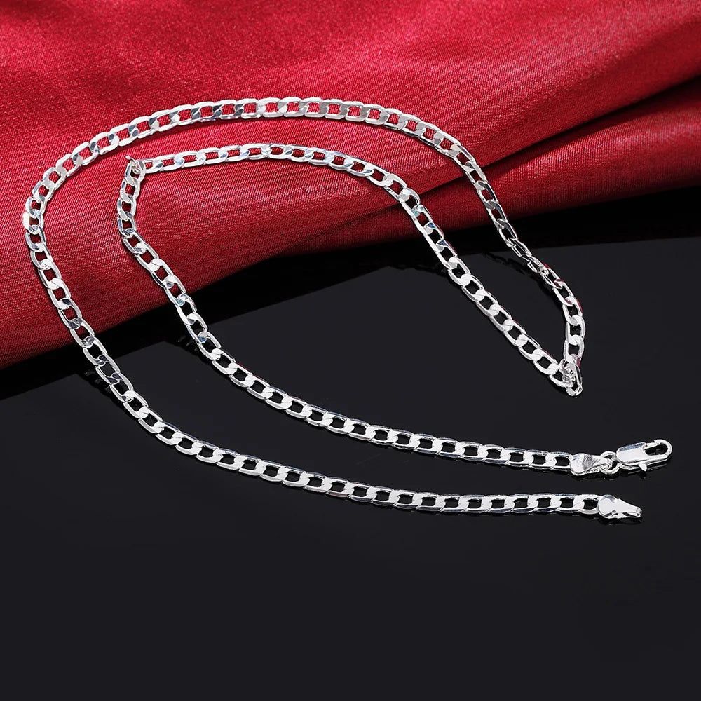 Mens 925 Sterling Silver Necklace Face Chain Necklace Lobster Clasp