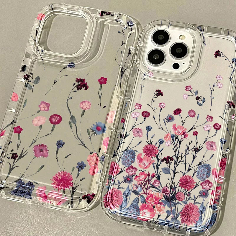 Flower Phone Case For iPhone 15 14 13 Pro Max Aesthetic Floral Cute Cover