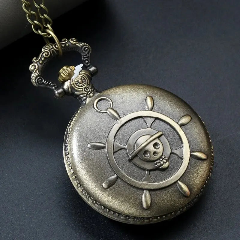 Retro Punk Pirate Captain Quartz Pocket Watch with Bracelet