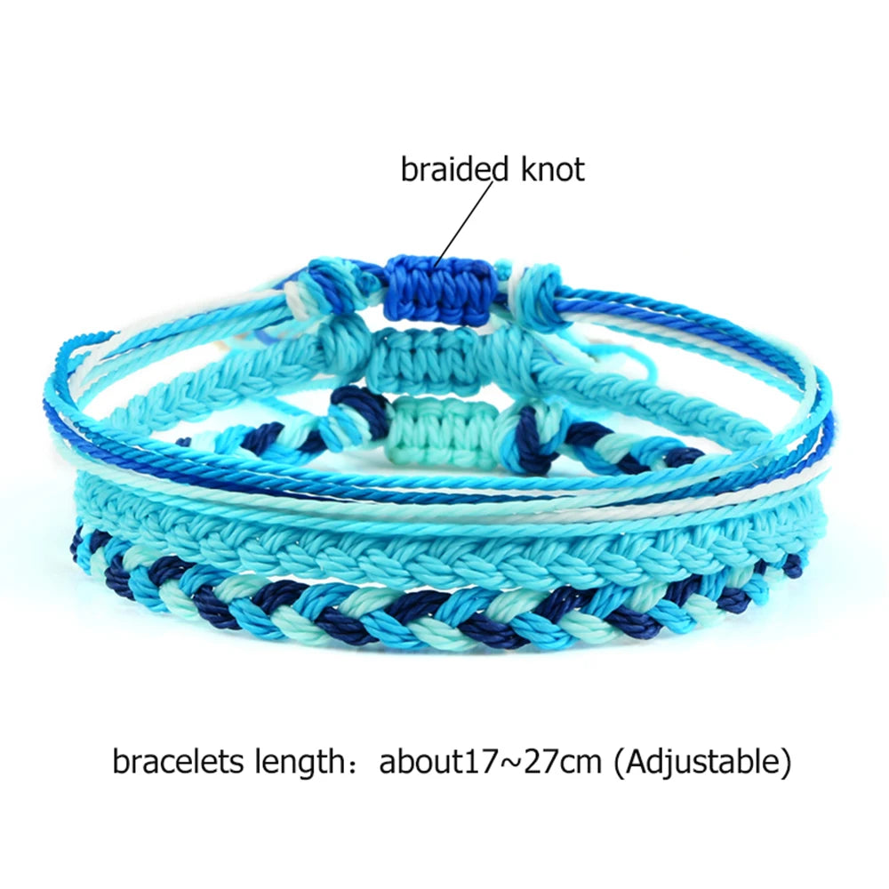 Womens Mens Lucky Charm Adjustable Yoga Braided Rope Bracelets