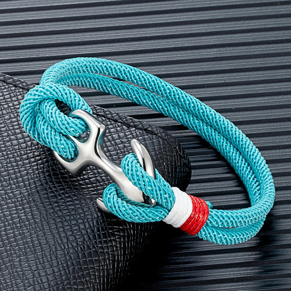 Men Women Nautical Survival Rope Bracelets Stainless Steel Anchor Buckle