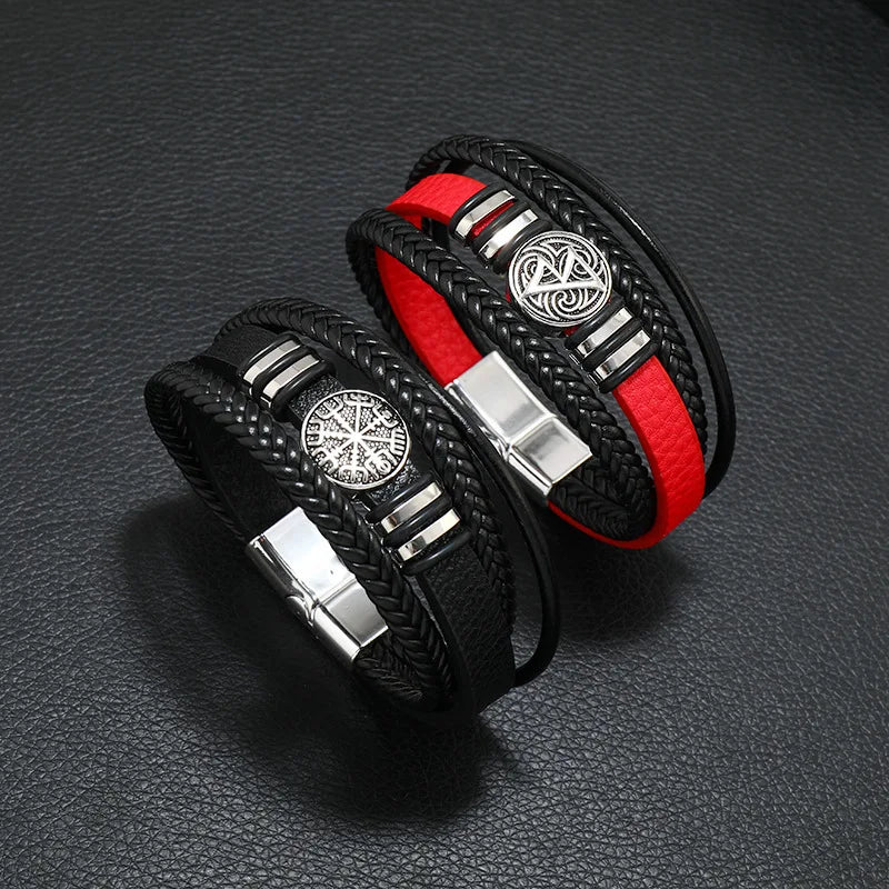 Unique Design Punk Vintage Cuff Mens Leather Bracelet