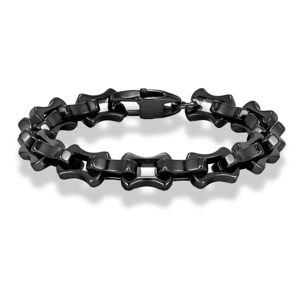 Locomotive Vintage Oxidized Black Keel Chain Link Men Bracelet