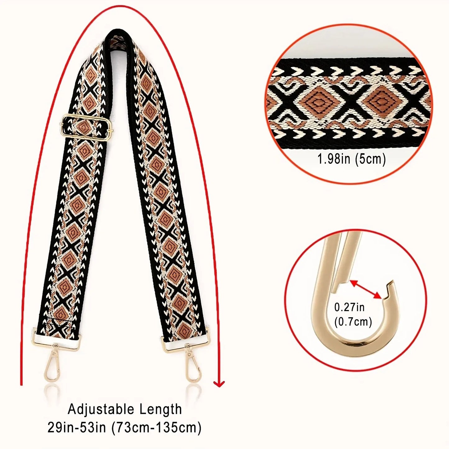 Ethnic Style Purse Strap Replaceable Handbag Crossbody Bag Strap