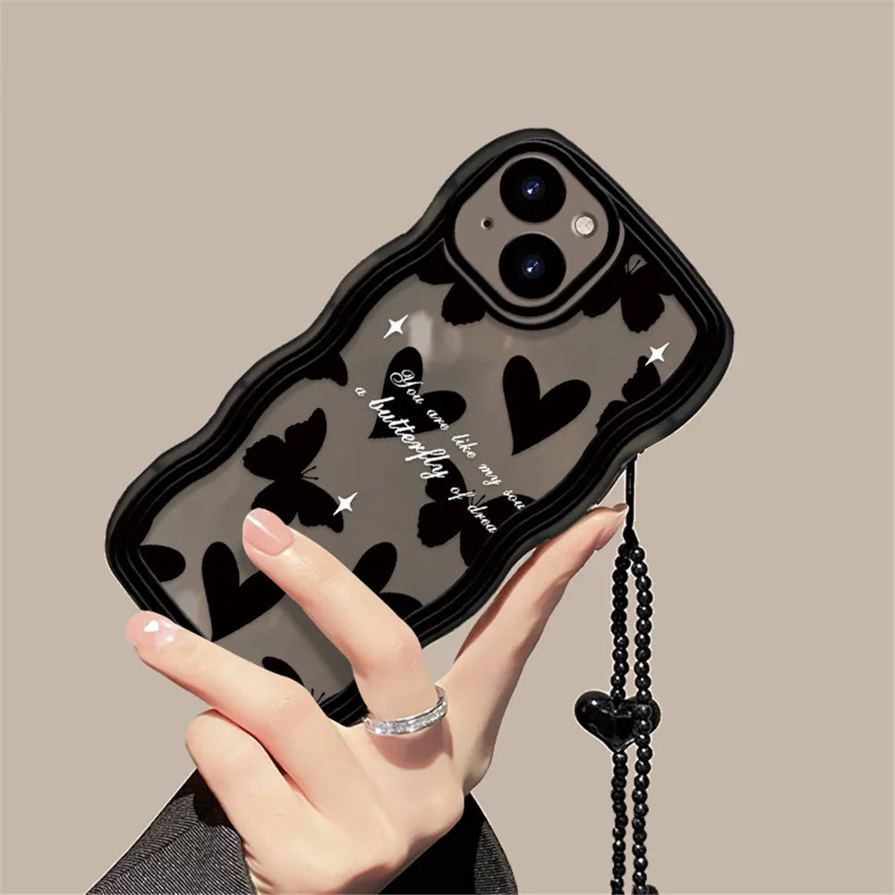 Love Heart Hang Chain Phone Case For iPhone 15 14 13 12 11 Pro Max