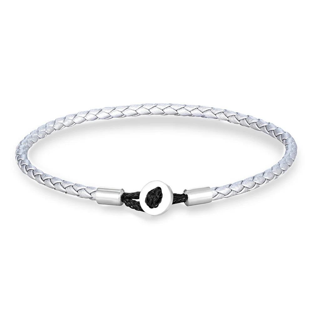 Unisex Simple Style Stainless Steel Button Braided Leather Bracelet