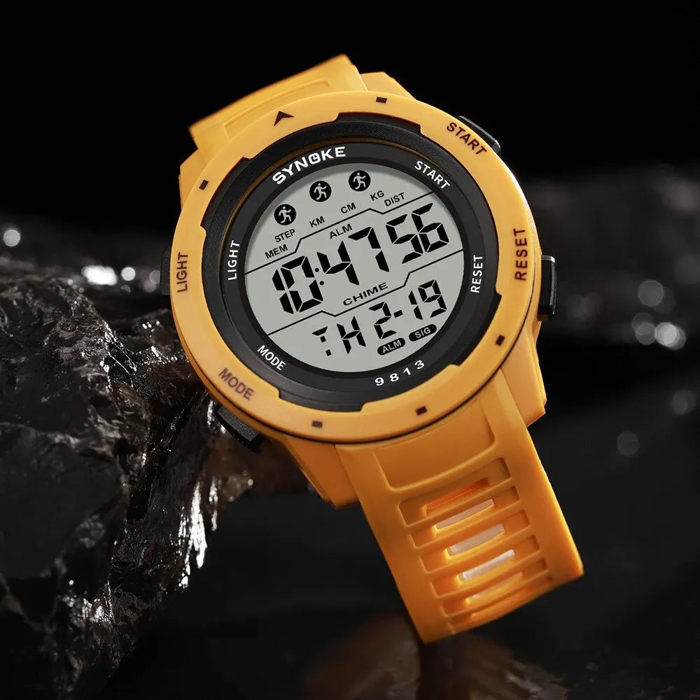 SYNOKE Mens Sports Waterproof 50m Digital Watch