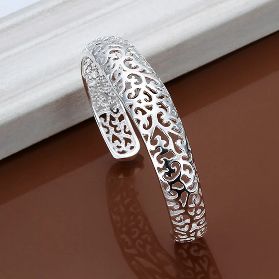 925 Sterling Silver Open Bangle Bracelet for Women