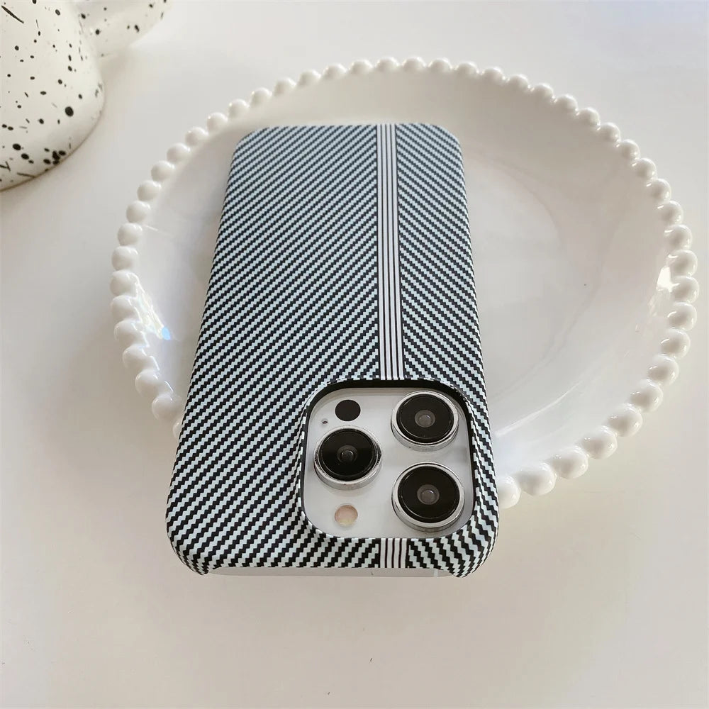 Luxury Carbon Fiber Pattern Cooling Case for iPhone 15 14 13 12 Pro Max