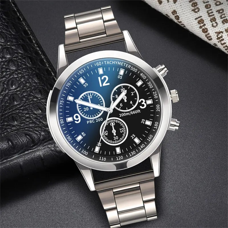 Mens Stainless Steel Watch Quartz Wristwatch