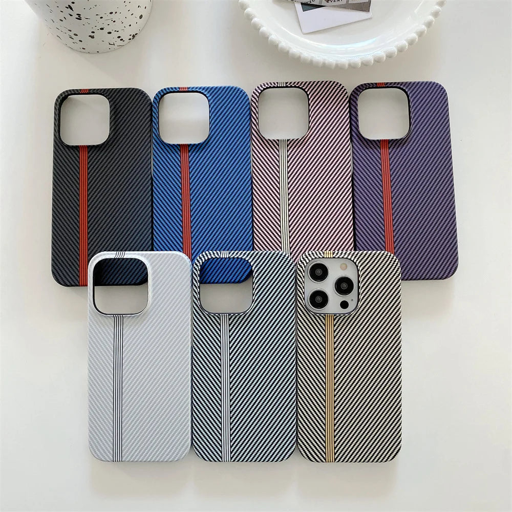 Luxury Carbon Fiber Pattern Cooling Case for iPhone 15 14 13 12 Pro Max