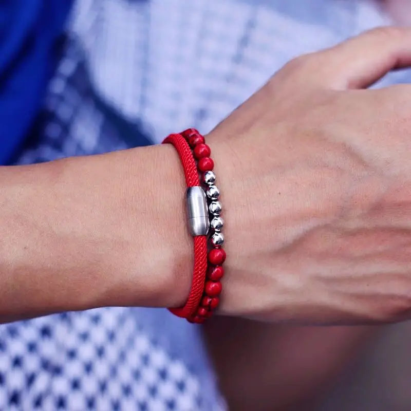 Mens Bracelet Lucky Red Thread Magnet Bracelets