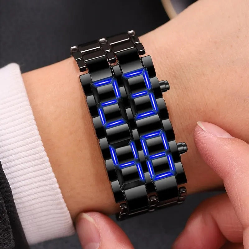 Blue LED Display Mens Digital Lava Watch