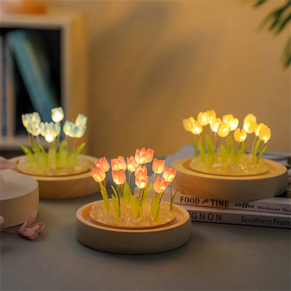 Artificial Tulip Flower Handmade LED Night Light